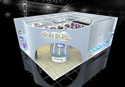 130平米展臺(tái)設(shè)計(jì)制作：二面開口/現(xiàn)代/木質(zhì)結(jié)構(gòu)/白色，為服裝展展商而作（免費(fèi)使用）