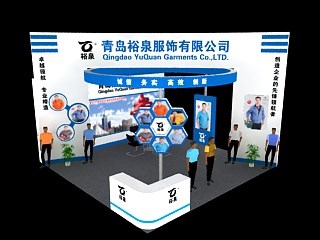 36平米展臺設(shè)計(jì)制作：三面開口/現(xiàn)代/木質(zhì)結(jié)構(gòu)/白色，為服裝展展商而作（免費(fèi)使用）