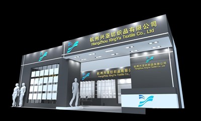 55平米展臺(tái)設(shè)計(jì)制作：一面開口/現(xiàn)代/木質(zhì)結(jié)構(gòu)/灰色，為紡織展展商而作（免費(fèi)使用）