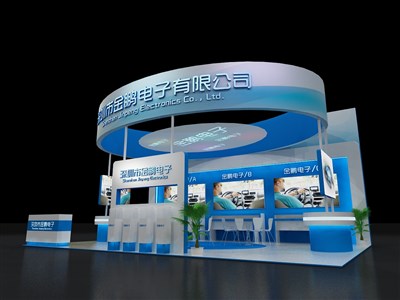 54平米展臺(tái)設(shè)計(jì)制作：三面開口/前衛(wèi)/木質(zhì)結(jié)構(gòu)/藍(lán)色，為汽配展展商而作（免費(fèi)使用）