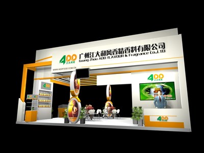 72平米展臺設(shè)計制作：三面開口/現(xiàn)代/木質(zhì)結(jié)構(gòu)/米色，為食品展展商而作（免費(fèi)使用）