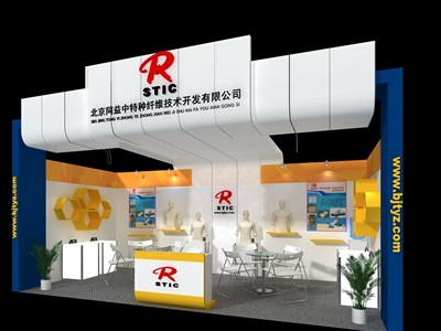 18平米展臺(tái)設(shè)計(jì)制作：一面開口/現(xiàn)代/木質(zhì)結(jié)構(gòu)/彩色，為紡織展展商而作（免費(fèi)使用）