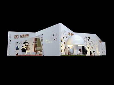450平米展臺設計制作：四面開口/現(xiàn)代/木質(zhì)結(jié)構(gòu)/白色，為服裝展展商而作（免費使用）