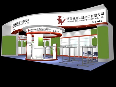 64.9平米展臺設計制作：二面開口/現(xiàn)代/木質(zhì)結(jié)構(gòu)/白色，為服裝展展商而作（免費使用）