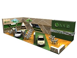 189平米展臺(tái)設(shè)計(jì)制作：二面開口/前衛(wèi)/木質(zhì)結(jié)構(gòu)/綠色，為汽配展展商而作（免費(fèi)使用）