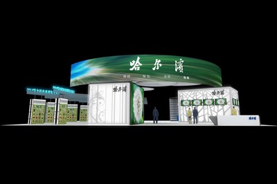 576平米展臺(tái)設(shè)計(jì)制作：二面開口/現(xiàn)代/木質(zhì)結(jié)構(gòu)/綠色，為農(nóng)交會(huì)展商而作（免費(fèi)使用）