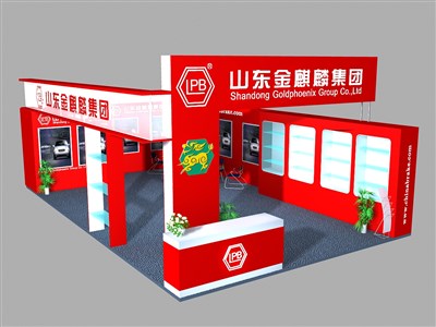 40平米展臺(tái)設(shè)計(jì)制作：二面開口/現(xiàn)代/木質(zhì)結(jié)構(gòu)/紅色，為汽配展展商而作（免費(fèi)使用）