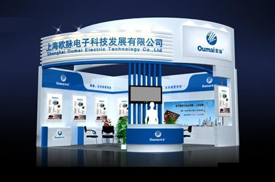 36平米展臺設(shè)計制作：二面開口/現(xiàn)代/木質(zhì)結(jié)構(gòu)/藍色，為安防展展商而作（免費使用）