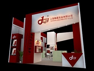 72平米展臺(tái)設(shè)計(jì)制作：二面開(kāi)口/現(xiàn)代/木質(zhì)結(jié)構(gòu)/紅色，為汽配展展商而作（免費(fèi)使用）