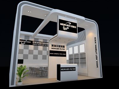 36平米展臺設(shè)計制作：一面開口/現(xiàn)代/木質(zhì)結(jié)構(gòu)/白色，為汽配展展商而作（免費(fèi)使用）