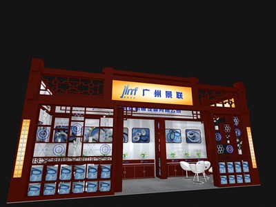 27平米展臺設計制作：一面開口/中式/木質結構/紅色，為汽配展展商而作（免費使用）