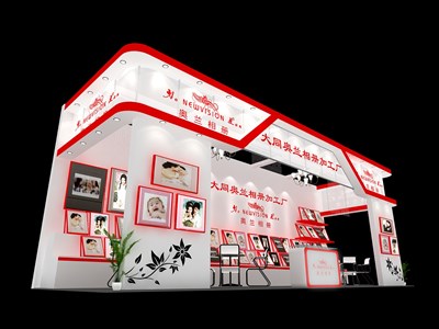 30平米展臺(tái)設(shè)計(jì)制作：三面開(kāi)口/現(xiàn)代/木質(zhì)結(jié)構(gòu)/白色，為美博會(huì)展商而作（免費(fèi)使用）