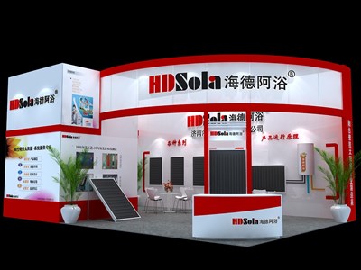 54平米展臺(tái)設(shè)計(jì)制作：三面開口/現(xiàn)代/木質(zhì)結(jié)構(gòu)/紅色，為安防展展商而作（免費(fèi)使用）