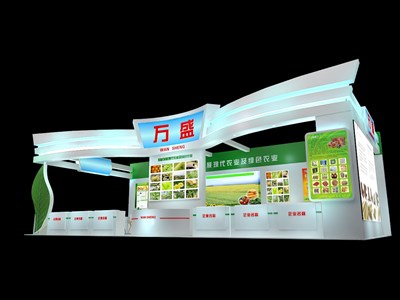 105平米展臺(tái)設(shè)計(jì)制作：一面開口/現(xiàn)代/木質(zhì)結(jié)構(gòu)/綠色，為農(nóng)交會(huì)展商而作（免費(fèi)使用）