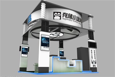 36平米展臺設(shè)計制作：四面開口/現(xiàn)代/木質(zhì)結(jié)構(gòu)/黑色，為家電展展商而作（免費使用）