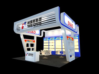 36平米展臺(tái)設(shè)計(jì)制作：三面開口/現(xiàn)代/木質(zhì)結(jié)構(gòu)/彩色，為日用品展展商而作（免費(fèi)使用）