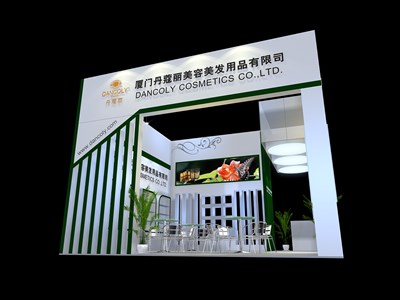36平米展臺(tái)設(shè)計(jì)制作：三面開口/現(xiàn)代/木質(zhì)結(jié)構(gòu)/白色，為美博會(huì)展商而作（免費(fèi)使用）