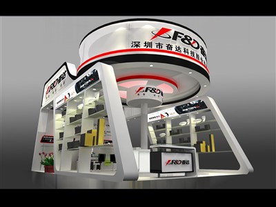 54平米展臺(tái)設(shè)計(jì)制作：二面開口/現(xiàn)代/木質(zhì)結(jié)構(gòu)/白色，為安防展展商而作（免費(fèi)使用）