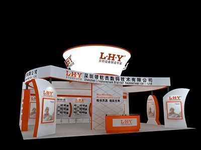 108平米展臺設(shè)計(jì)制作：三面開口/現(xiàn)代/木質(zhì)結(jié)構(gòu)/黃色，為安防展展商而作（免費(fèi)使用）