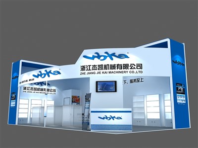 72平米展臺(tái)設(shè)計(jì)制作：二面開口/前衛(wèi)/木質(zhì)結(jié)構(gòu)/藍(lán)色，為汽配展展商而作（免費(fèi)使用）