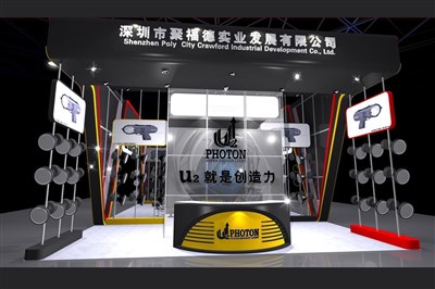 144平米展臺設(shè)計制作：四面開口/現(xiàn)代/木質(zhì)結(jié)構(gòu)/黑色，為家電展展商而作（免費使用）
