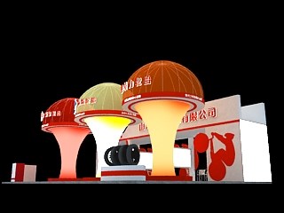 108平米展臺設(shè)計制作：三面開口/現(xiàn)代/木質(zhì)結(jié)構(gòu)/黃色，為汽配展展商而作（免費(fèi)使用）