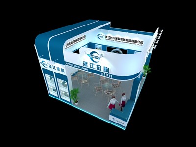 36平米展臺設(shè)計制作：三面開口/現(xiàn)代/木質(zhì)結(jié)構(gòu)/藍色，為汽配展展商而作（免費使用）