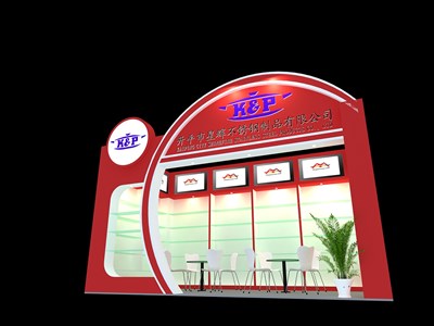 18平米展臺設(shè)計制作：一面開口/現(xiàn)代/木質(zhì)結(jié)構(gòu)/紅色，為家電展展商而作（免費使用）