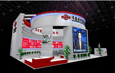 143平米展臺設(shè)計制作：二面開口/現(xiàn)代/木質(zhì)結(jié)構(gòu)/紅色，為機械展展商而作（免費使用）