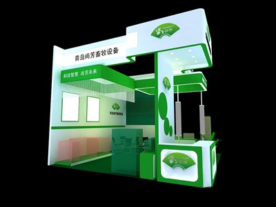 36平米展臺(tái)設(shè)計(jì)制作：三面開(kāi)口/現(xiàn)代/木質(zhì)結(jié)構(gòu)/綠色，為汽配展展商而作（免費(fèi)使用）