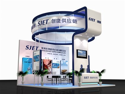 36平米展臺設(shè)計制作：三面開口/現(xiàn)代/木質(zhì)結(jié)構(gòu)/白色，為汽配展展商而作（免費使用）