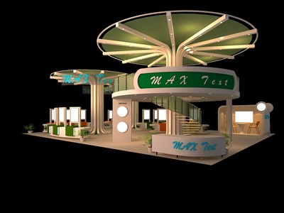 180平米展臺(tái)設(shè)計(jì)制作：四面開口/前衛(wèi)/雙層結(jié)構(gòu)/綠色，為電子展展商而作（免費(fèi)使用）