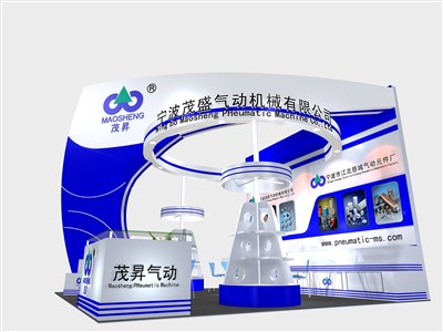 36平米展臺設(shè)計制作：三面開口/前衛(wèi)/木質(zhì)結(jié)構(gòu)/藍色，為汽配展展商而作（免費使用）