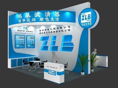 36平米展臺(tái)設(shè)計(jì)制作：二面開(kāi)口/現(xiàn)代/木質(zhì)結(jié)構(gòu)/藍(lán)色，為汽配展展商而作（免費(fèi)使用）
