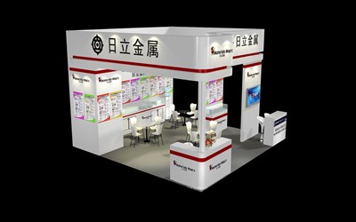 36平米展臺設計制作：三面開口/現(xiàn)代/木質結構/白色，為汽配展展商而作（免費使用）