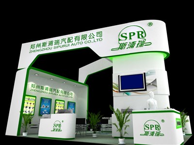 54平米展臺設(shè)計制作：三面開口/現(xiàn)代/木質(zhì)結(jié)構(gòu)/綠色，為汽配展展商而作（免費使用）