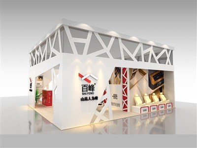 72平米展臺設(shè)計制作：三面開口/前衛(wèi)/木質(zhì)結(jié)構(gòu)/白色，為汽配展展商而作（免費(fèi)使用）