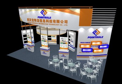 60平米展臺設(shè)計制作：四面開口/現(xiàn)代/木質(zhì)結(jié)構(gòu)/橙色，為電子展展商而作（免費使用）