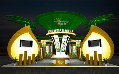 144平米展臺(tái)設(shè)計(jì)制作：四面開口/卡通/木質(zhì)結(jié)構(gòu)/彩色，為茶博會(huì)展商而作（免費(fèi)使用）