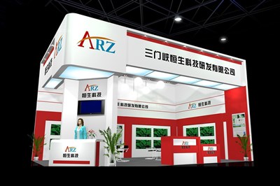 54平米展臺設(shè)計制作：二面開口/前衛(wèi)/木質(zhì)結(jié)構(gòu)/紅色，為電子展展商而作（免費使用）