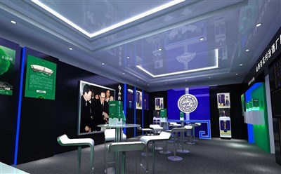 40平米展廳設(shè)計(jì)制作：前衛(wèi)/藍(lán)色，產(chǎn)品類展廳-白玉汾酒展廳（免費(fèi)使用）