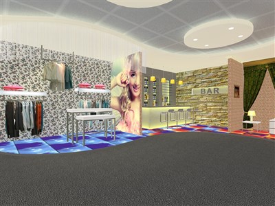 64平米展廳設(shè)計(jì)制作：前衛(wèi)/米色，產(chǎn)品類展廳-廣州優(yōu)偉服裝展廳（免費(fèi)使用）