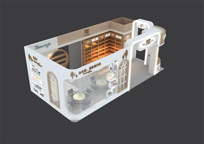 72平米展臺設(shè)計制作：二面開口/卡通/木質(zhì)結(jié)構(gòu)/灰色，為嬰幼展展商而作（免費使用）