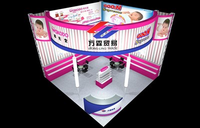 36平米展臺(tái)設(shè)計(jì)制作：二面開口/現(xiàn)代/木質(zhì)結(jié)構(gòu)/彩色，為綜合展展商而作（免費(fèi)使用）