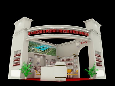 36平米展臺(tái)設(shè)計(jì)制作：二面開口/現(xiàn)代/型材結(jié)構(gòu)/白色，為糖酒展展商而作（免費(fèi)使用）