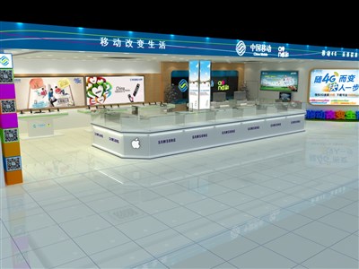 102.4平米展廳設(shè)計(jì)制作：現(xiàn)代/藍(lán)色，產(chǎn)品類展廳-中國(guó)移動(dòng)展廳（免費(fèi)使用）