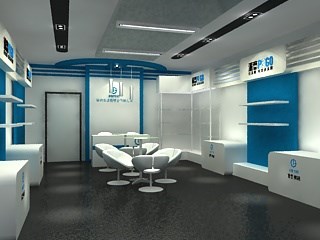 43.2平米展廳設(shè)計(jì)制作：現(xiàn)代/藍(lán)色，產(chǎn)品類展廳-派高產(chǎn)品展廳（免費(fèi)使用）