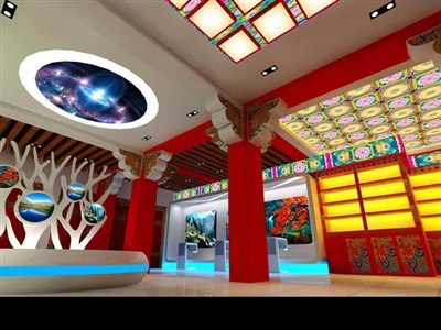 90平米展廳設計制作：現(xiàn)代/紅色，文化類展廳-九寨溝旅游展廳（免費使用）