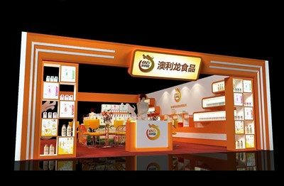 60.2平米展臺設(shè)計制作：二面開口/中式/木質(zhì)結(jié)構(gòu)/咖啡色，為糖酒展展商而作（免費(fèi)使用）