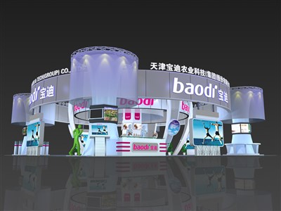324平米展臺(tái)設(shè)計(jì)制作：四面開口/現(xiàn)代/桁架結(jié)構(gòu)/彩色，為綜合展展商而作（免費(fèi)使用）